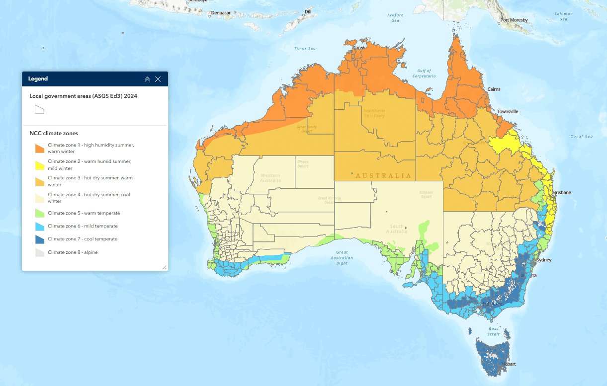 National Construction Code Climate Zones Map
