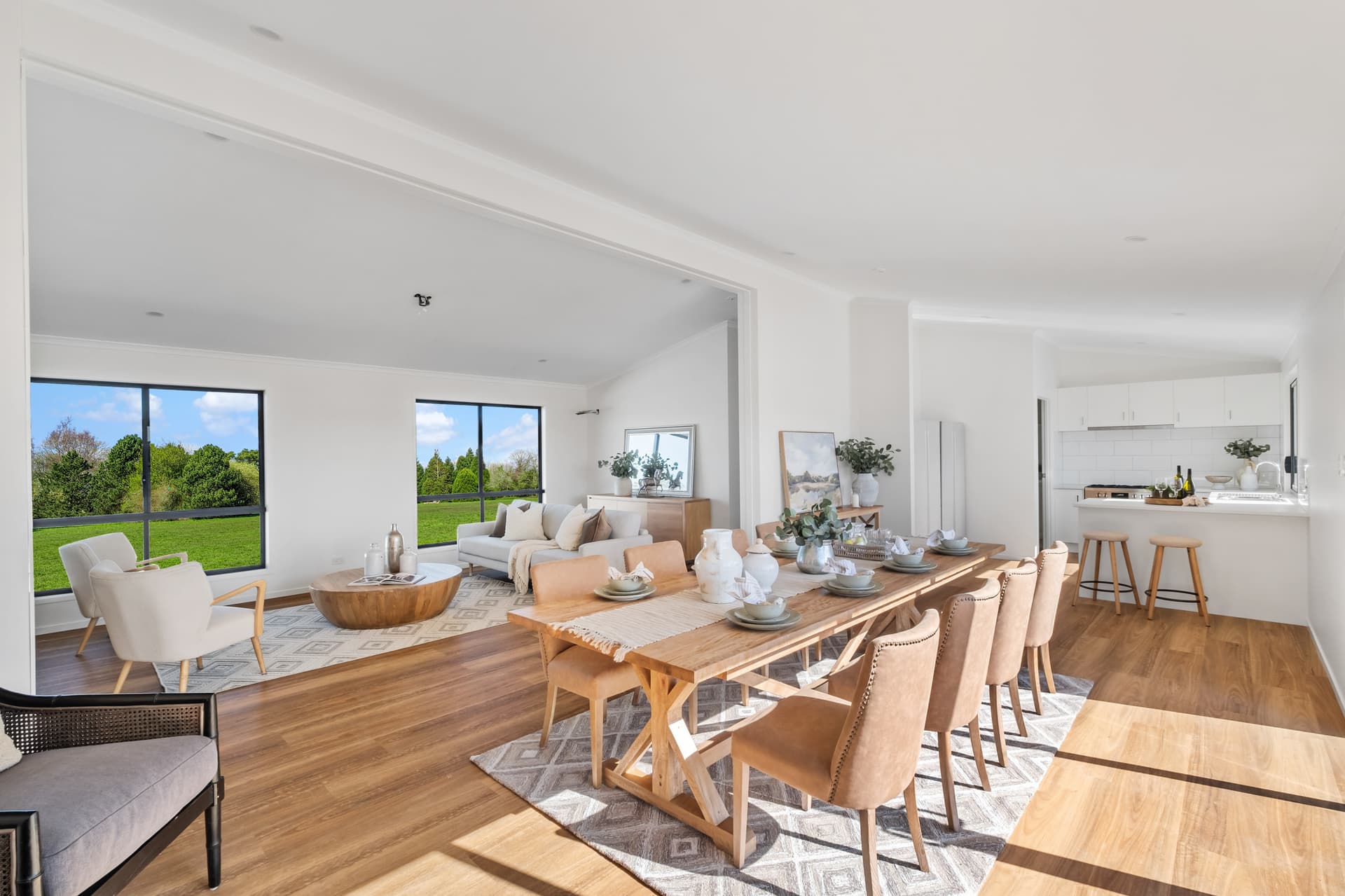 Oly Homes Hinchinbrook living and dining spaces, open plan modular homes