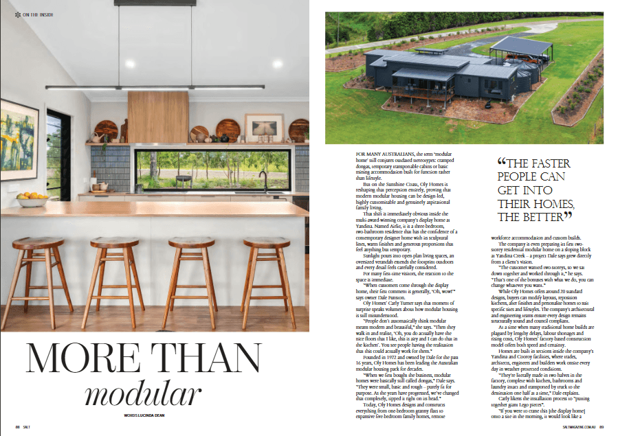 Featured in Salt Magazine: Modern Modular Homes | Oly Homes Sunshine Coast